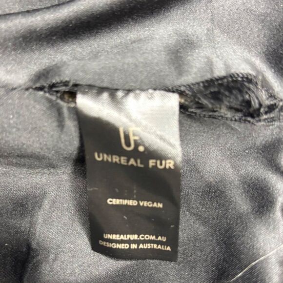 UNREAL FUR X NUULY Stardust Faux Fur Cropped Jacket Metallic Mob Wife Glam Coat - Picture 11 of 12